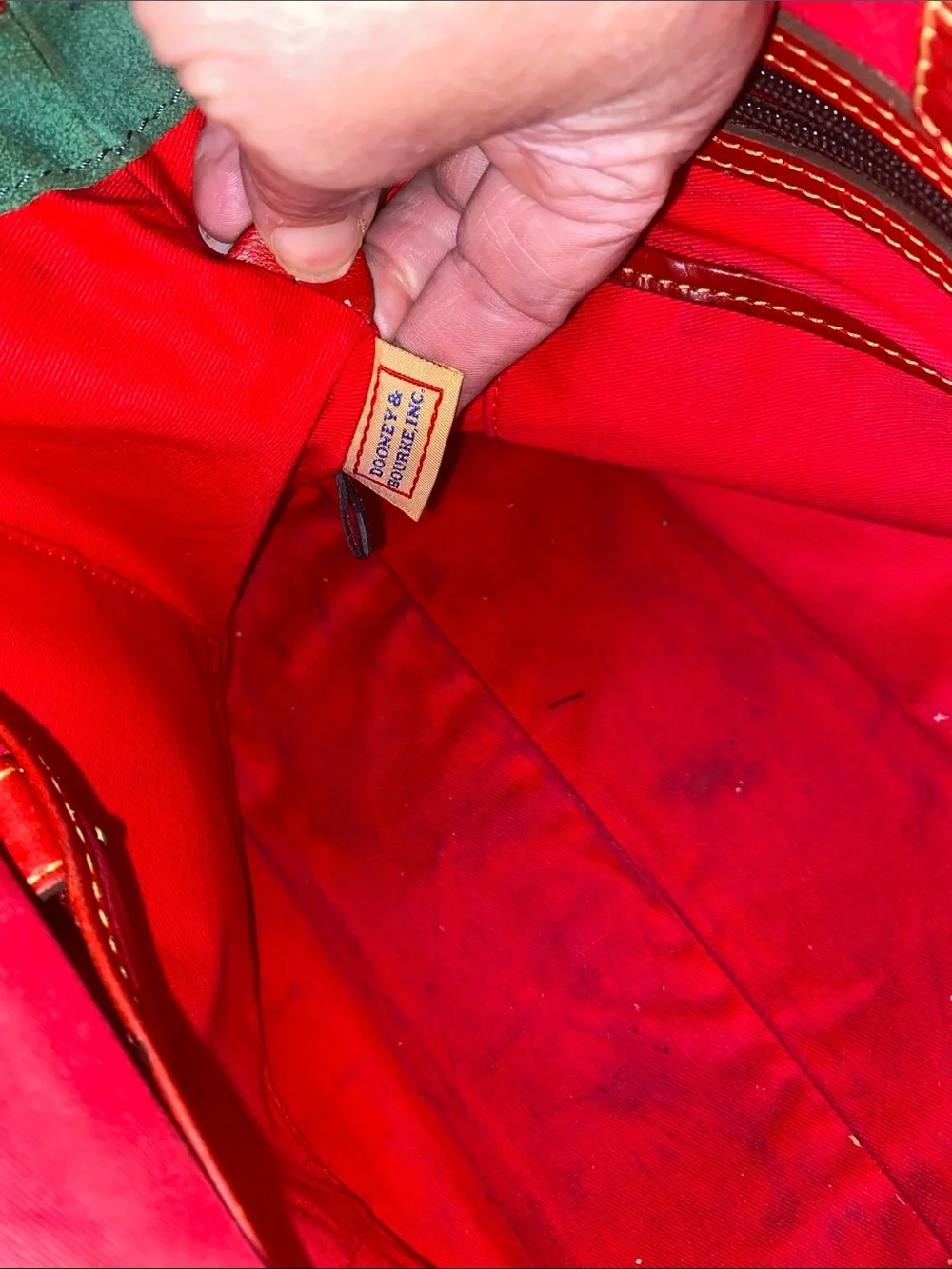 Dooney & Bourke Florentine Janine Red Leather Satchel Whip Stitching Top Handles